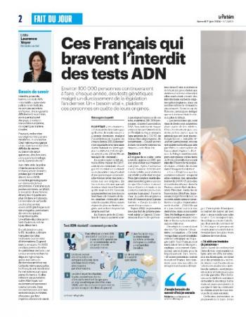 L'interdiction des tests de paternité en France, un article paru dans le Parisien